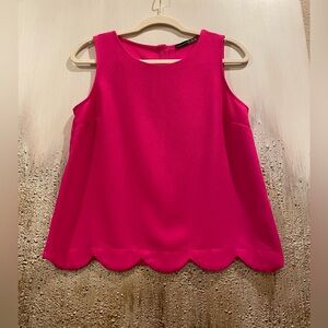 Atmosphere Fuchsia Hot Pink Sleeveless Blouse W/ Scalloped Bottom Hem (Size 12)